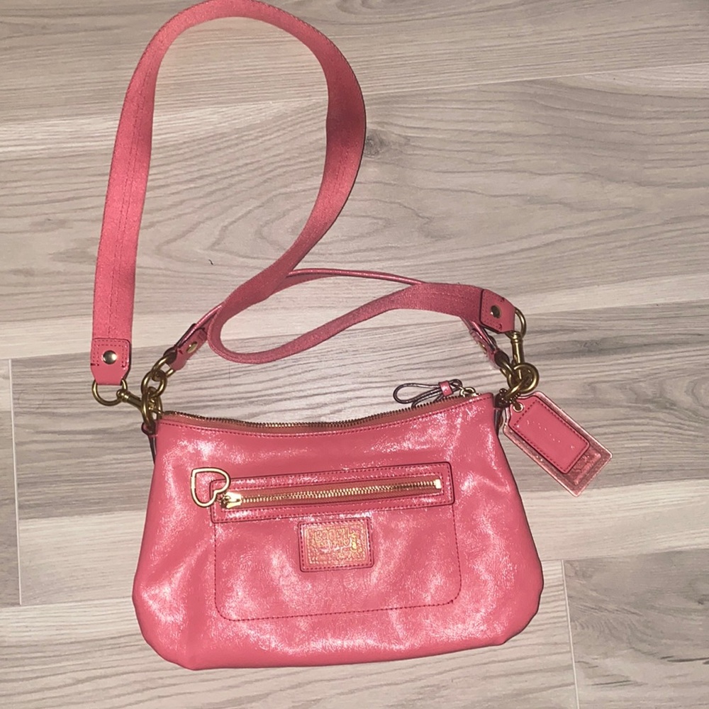 Pink coach cross body bag